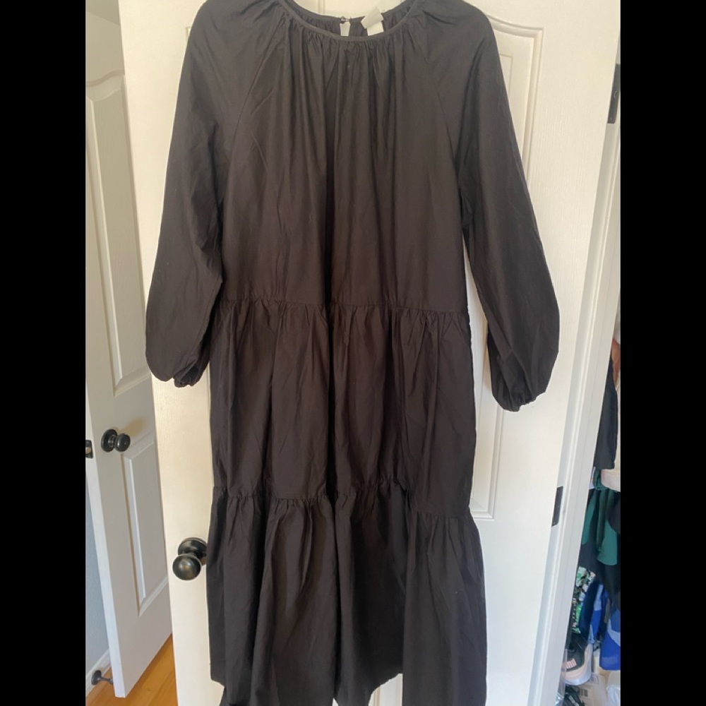 Black cotton long dress .